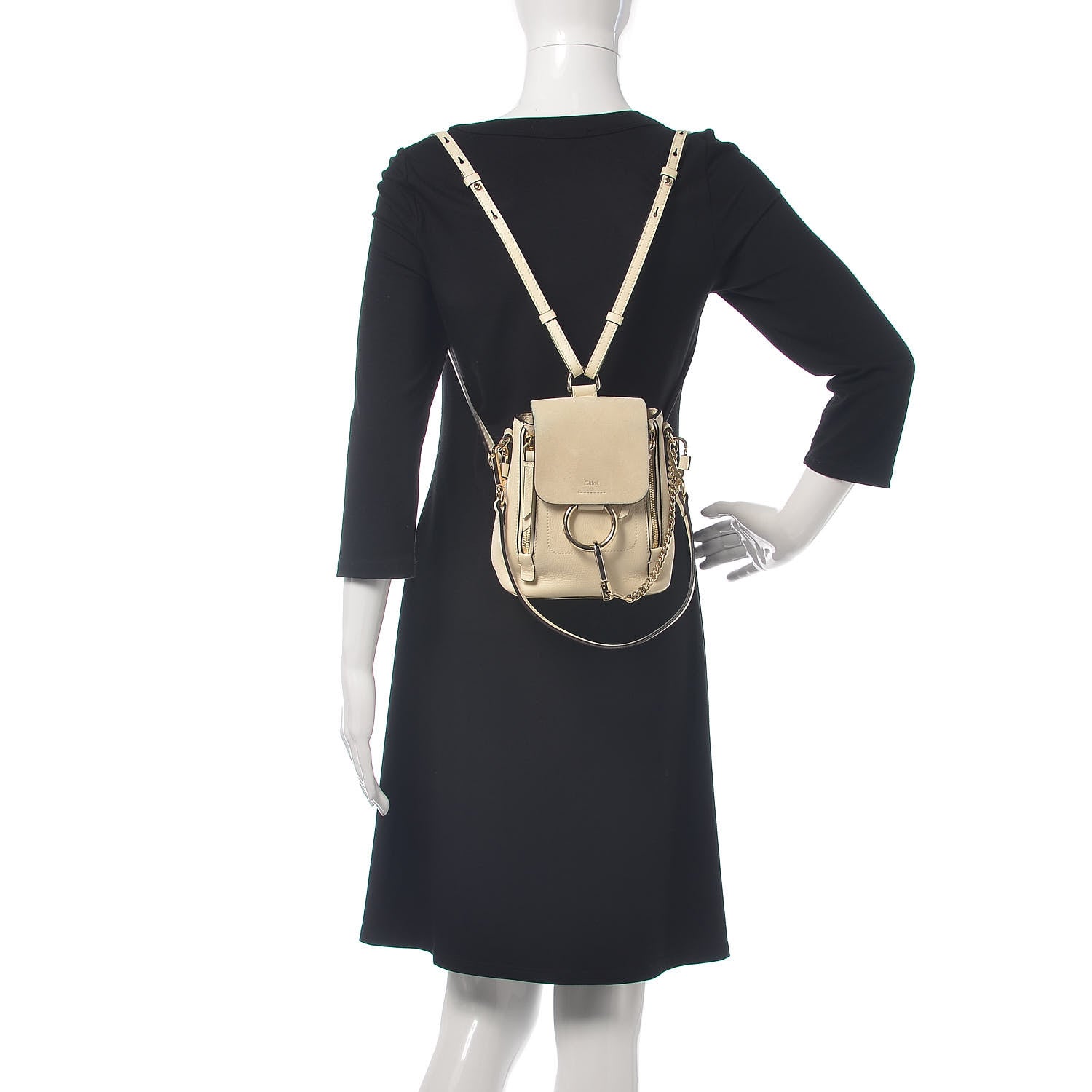 Chloe Suede Calfskin Mini Faye Backpack Off White 3 of 10