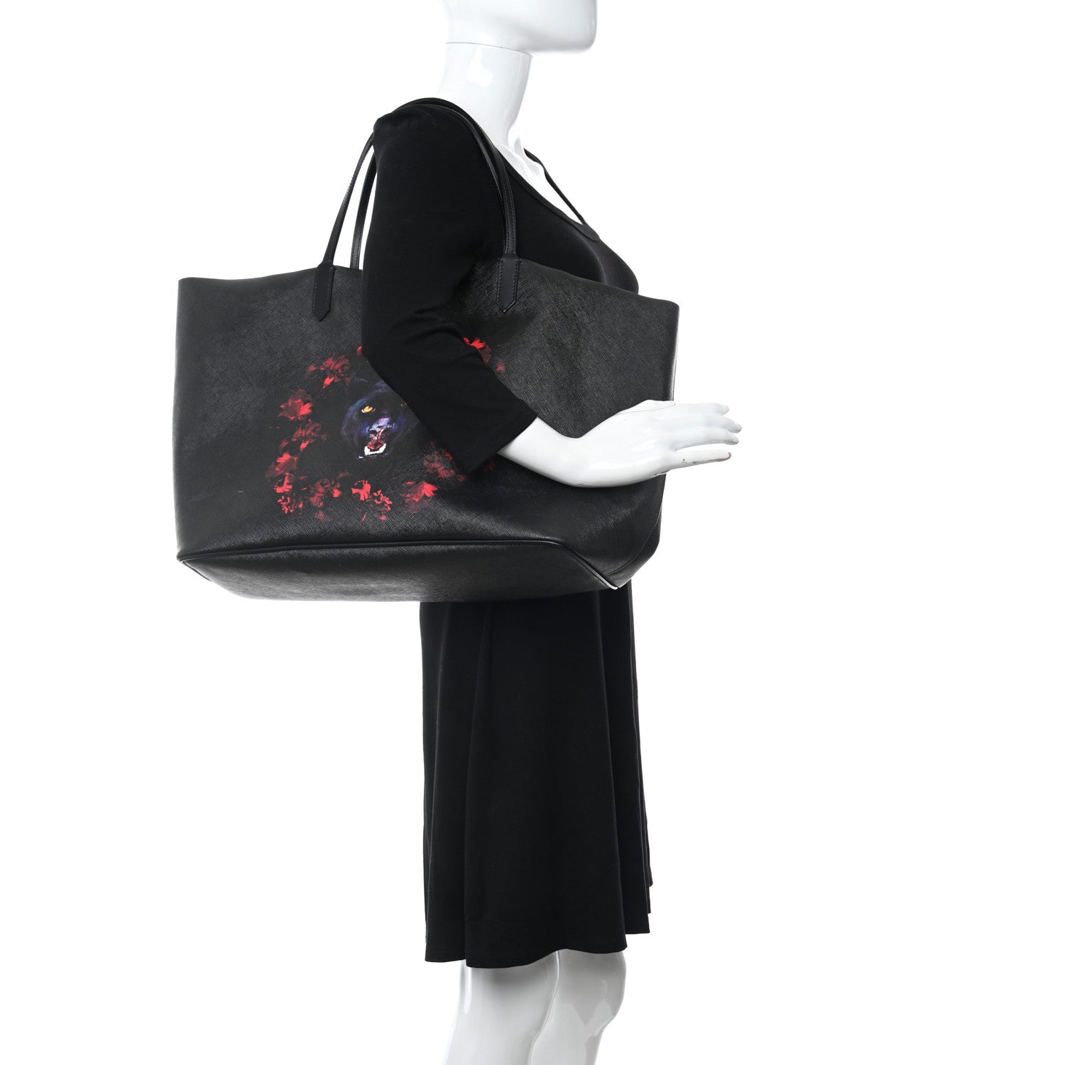 Givenchy Textured Coated Canvas Panther Print Large Antigona Tote Black 2 of 8