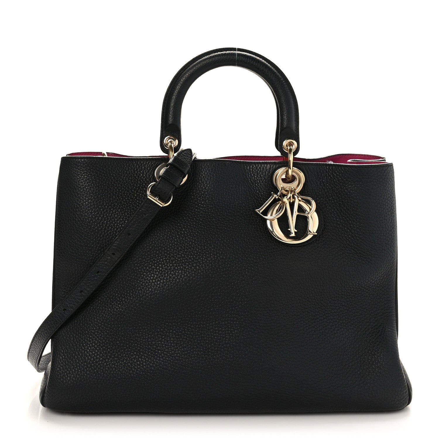 Christian Dior Bullcalf Large Diorissimo Tote Black Rose Indien 1 of 10