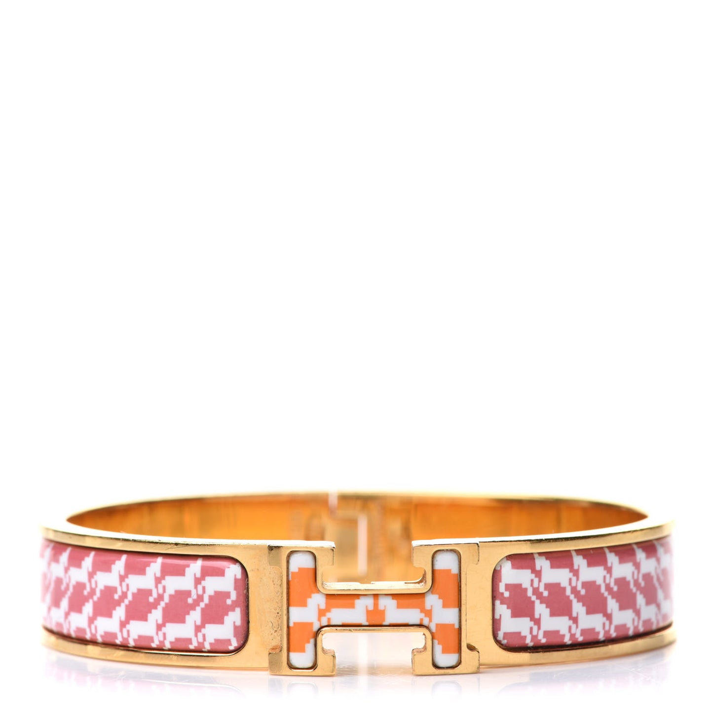 Enamel Cheval Pixel Narrow Clic Clac H Bracelet PM Terre Orange