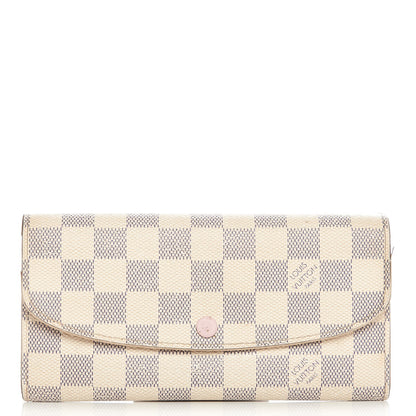 Louis Vuitton Damier Azur Emilie Wallet Rose Ballerine 1 of 15