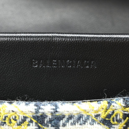 Balenciaga Wool Plaid Diagonal Allover Logo Matelasse M BB Round Shoulder Bag Green Blue Yellow 6 of 9