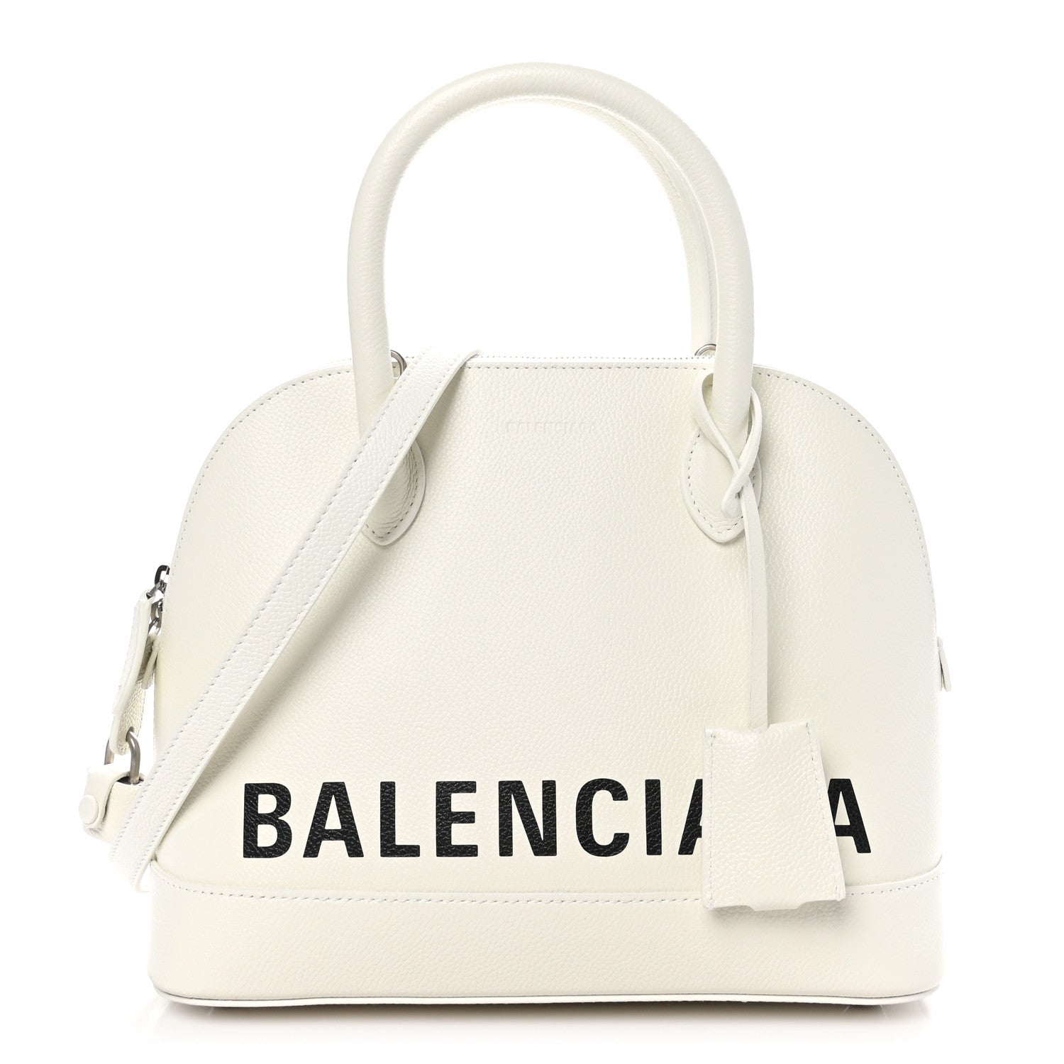 Balenciaga Signature Grained Calfskin Logo S Ville Top Handle Bag White Black 1 of 10