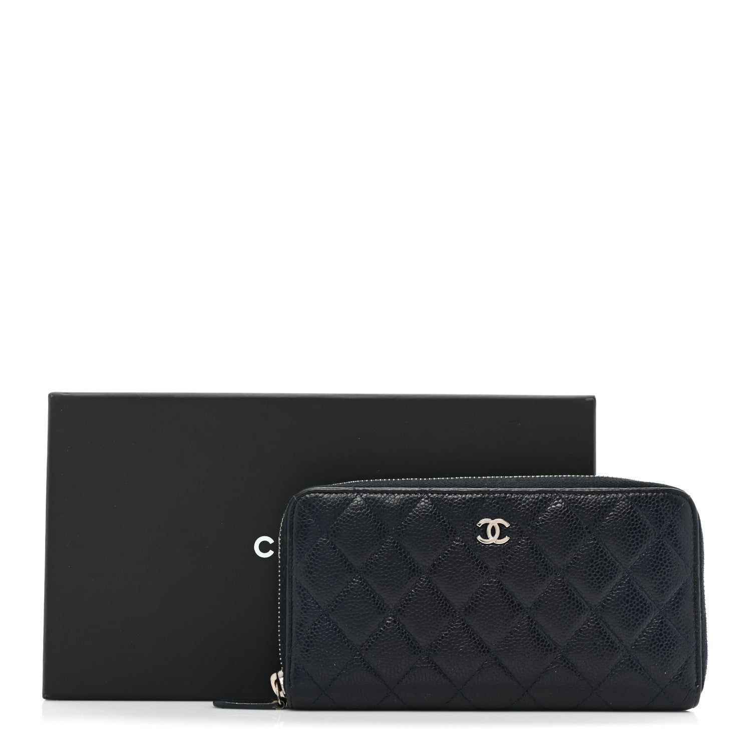 Chanel Caviar Quilted Large Gusset Zip Around Wallet Navy 22 of 22