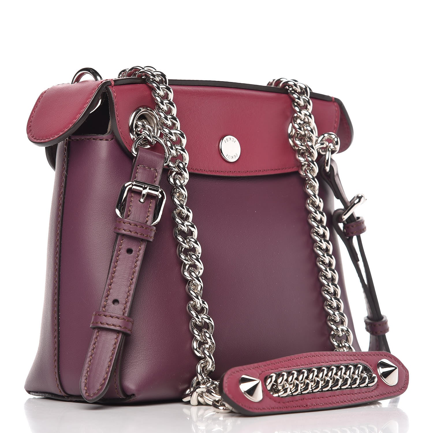 Fendi Vitello Century Pearl Bi-Color Scalloped Mini Back to School Backpack Amarone Black Cherry 3 of 12