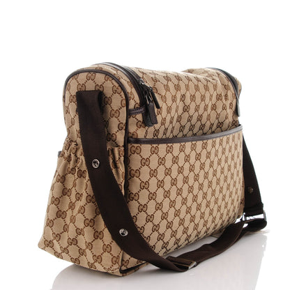 Gucci Monogram Natural Pigskin Large Diaper Bag Beige Ebony Cocoa Dark Chocolate 3 of 9