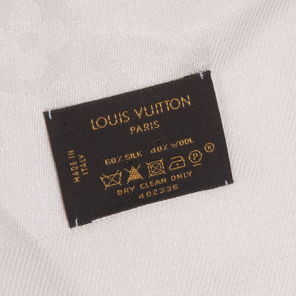 Louis Vuitton Wool Silk Monogram Shawl White 6 of 8