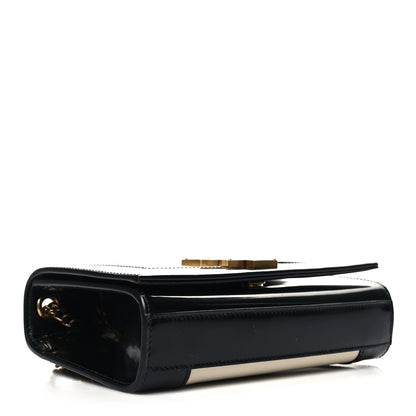 Saint Laurent Nappa Patent Calfskin Two-Toned Small Monogram Kate Satchel Alabastro Black 4 of 11