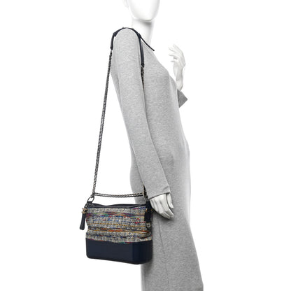 Chanel Tweed Calfskin Quilted Medium Gabrielle Hobo Navy 2 of 13