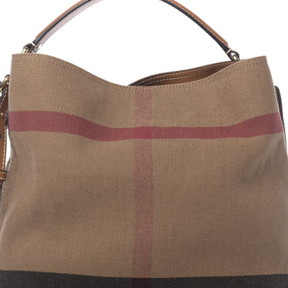 Burberry Canvas Mega Check Medium Ashby Hobo Black 9 of 11