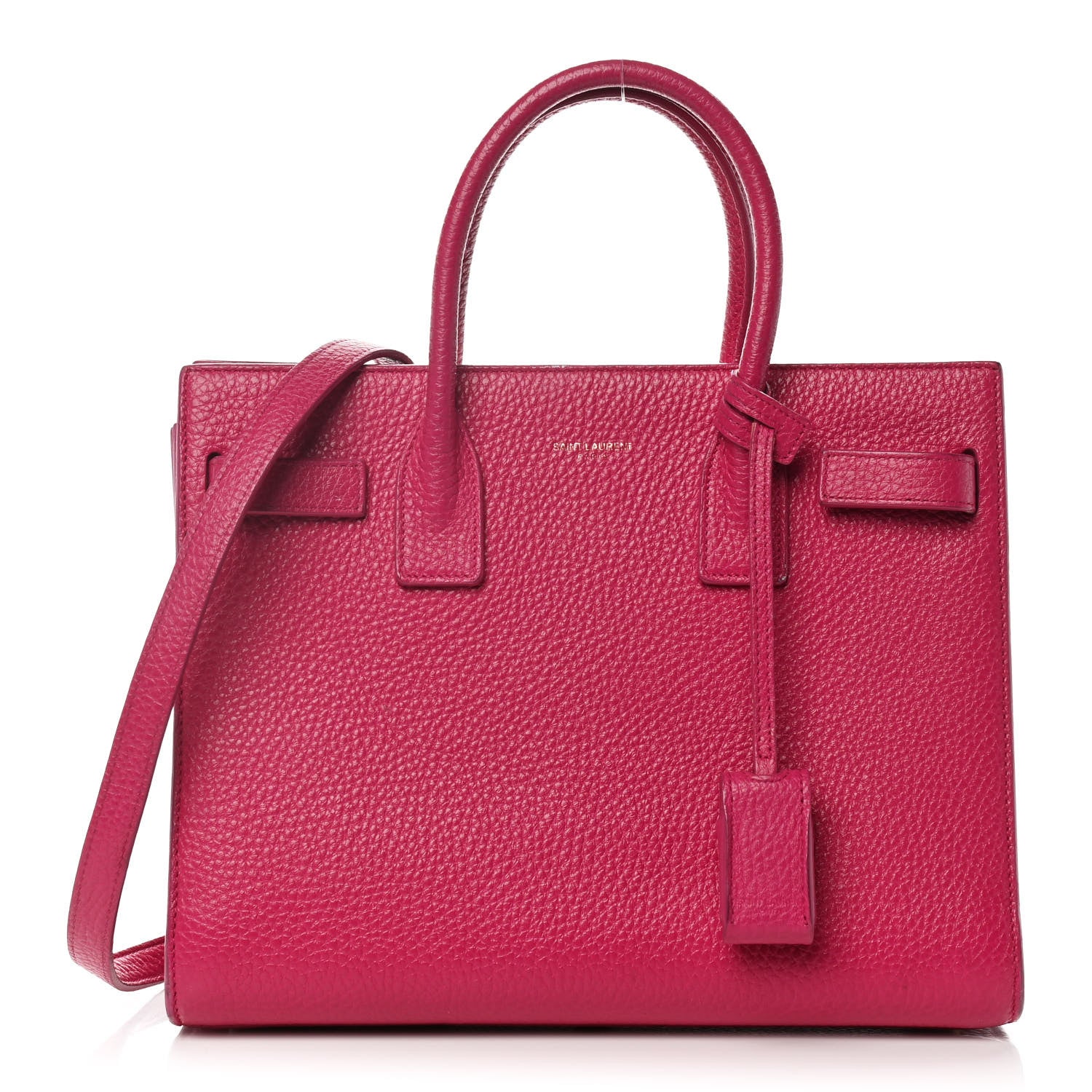 Saint Laurent Grained Calfskin Baby Sac De Jour Lipstick Fuchsia 1 of 14