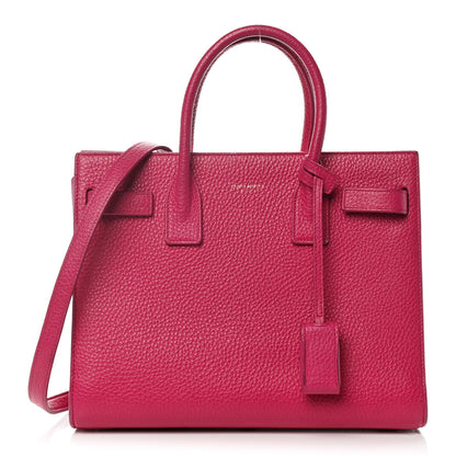 Saint Laurent Grained Calfskin Baby Sac De Jour Lipstick Fuchsia 1 of 14