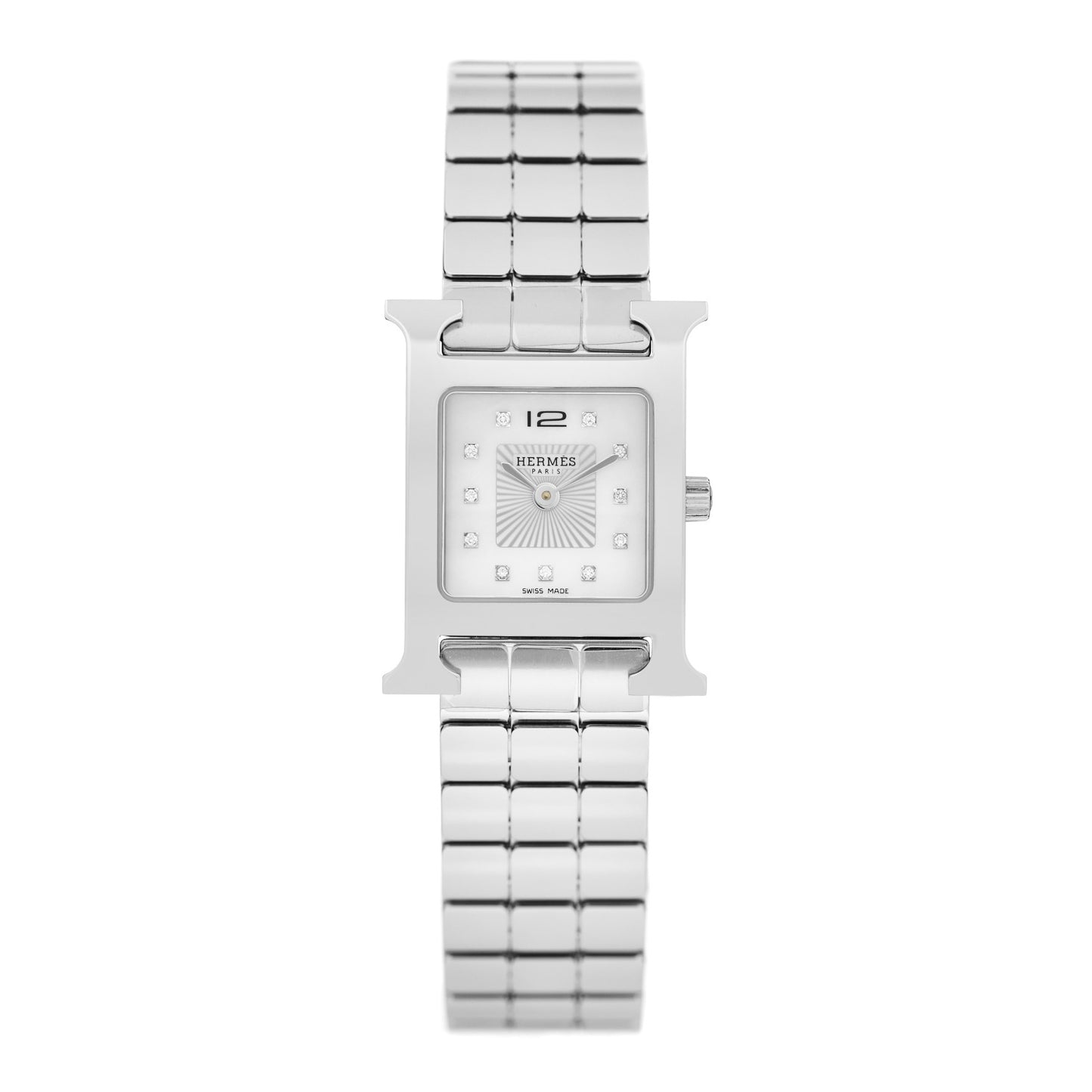 Stainless Steel Diamond Mother of Pearl 21mm Heure H Hour Quartz Watch