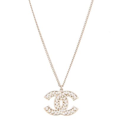 Chanel Pearl CC Pendant Necklace Gold 1 of 8
