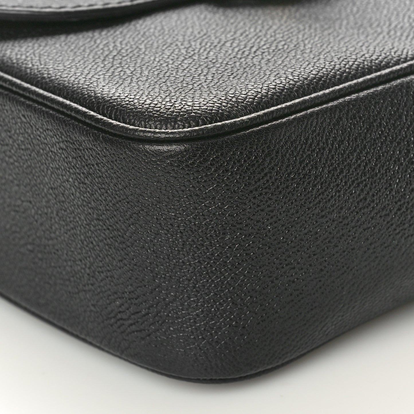 Soft Grain Calfskin Small Buckle Zip Bag Black