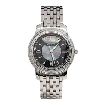 Tiffany Stainless Steel Diamond Bezel Black Mother of Pearl 37mm Mark Resonator Quartz Watch 1 of 5