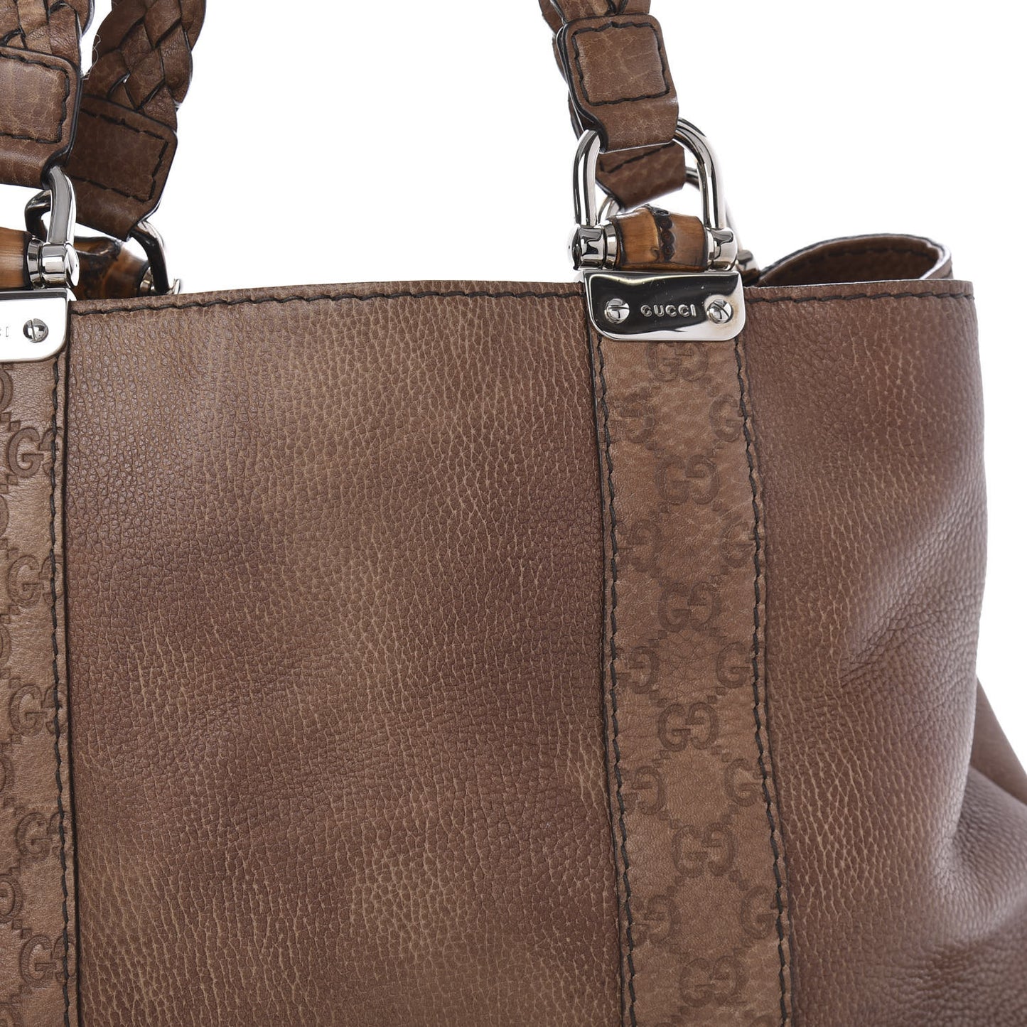 Calfskin Medium Bamboo Bar Tote Bag Brown