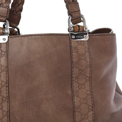 Gucci Calfskin Medium Bamboo Bar Tote Bag Brown 10 of 13