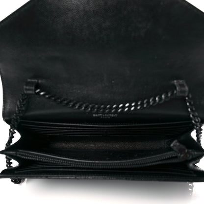 Saint Laurent Grain De Poudre Matelasse Chevron Monogram Chain Wallet Black 4 of 11