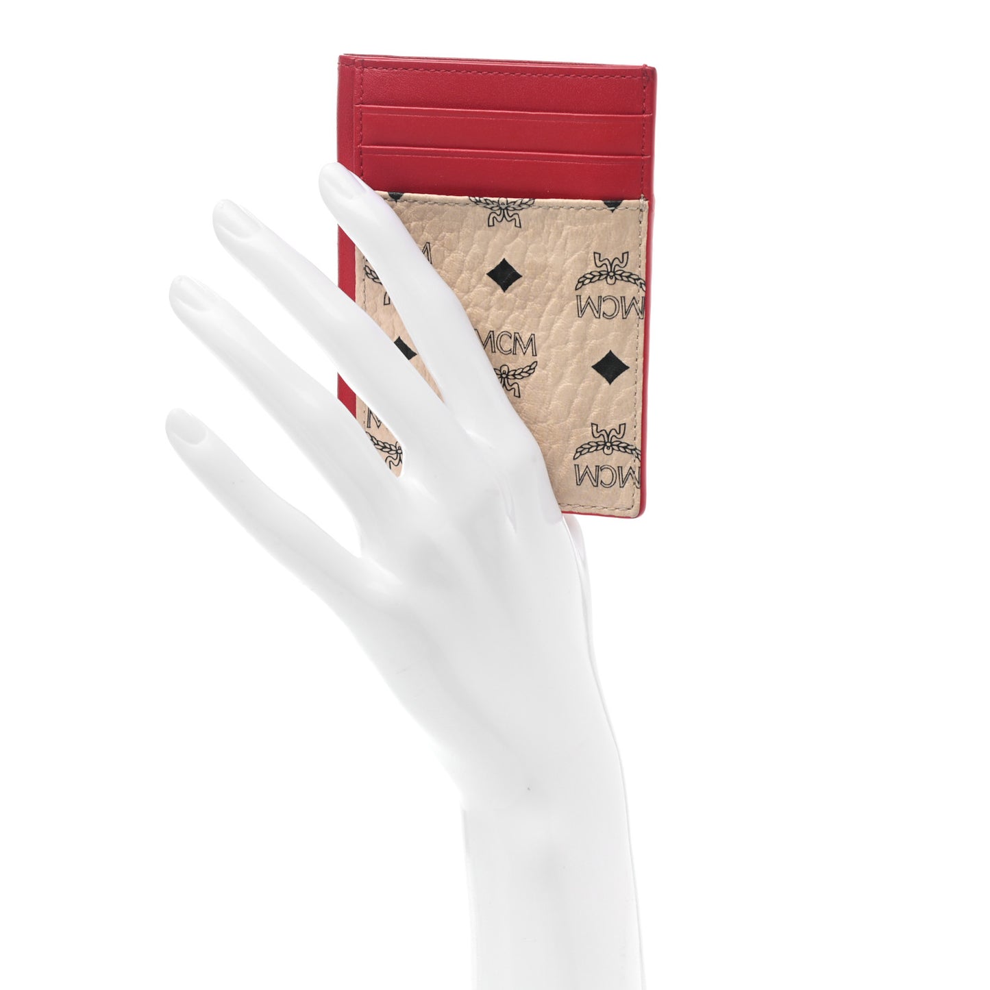 Visetos Money Clip Card Case Beige Ruby Red