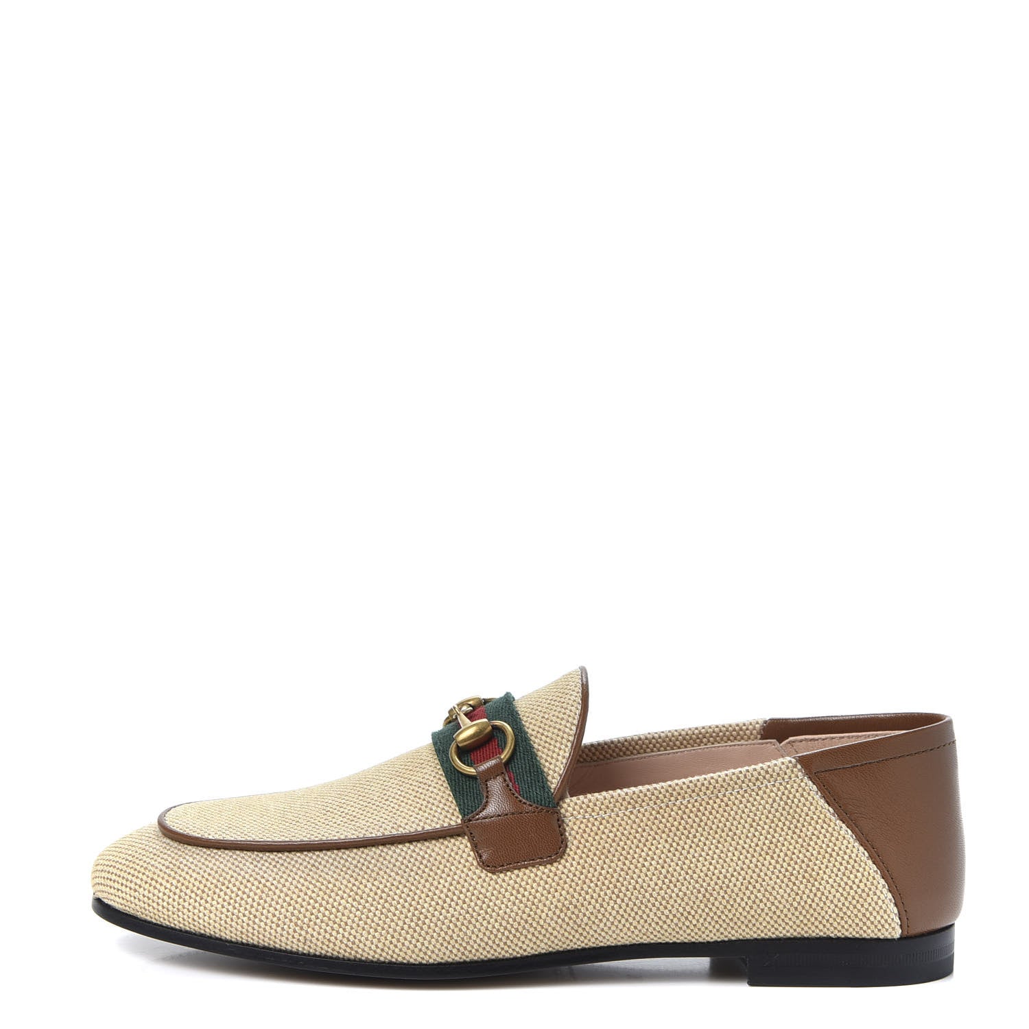 Gucci Canvas Malaga Kid Web Womens Horsebit Brixton Loafers 36 Sand Light Cuir 1 of 10