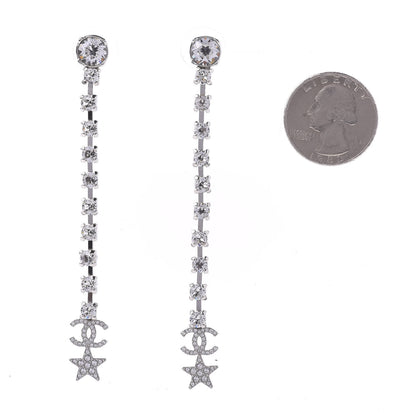 Chanel Crystal Starfall Drop Long CC Earrings Silver 2 of 5