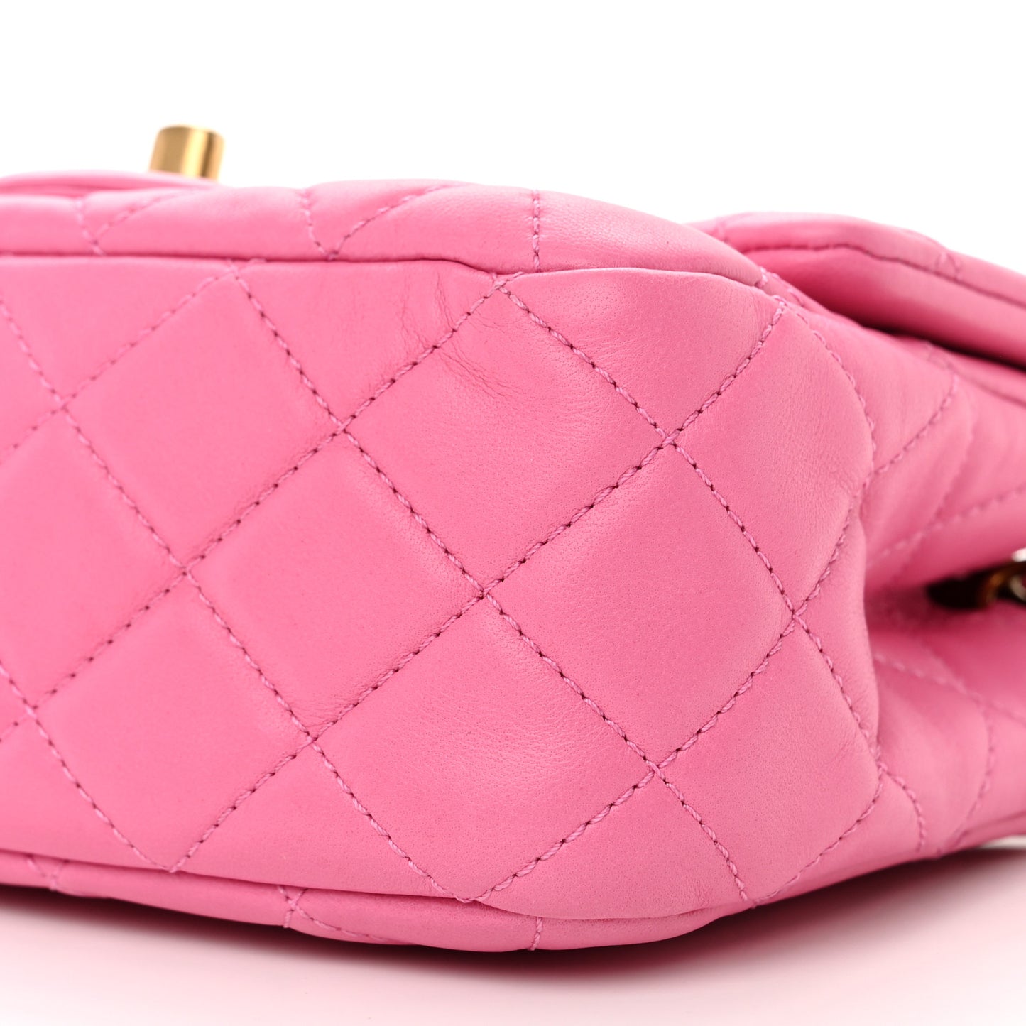 Lambskin Quilted Mini Pearl Crush Flap Pink
