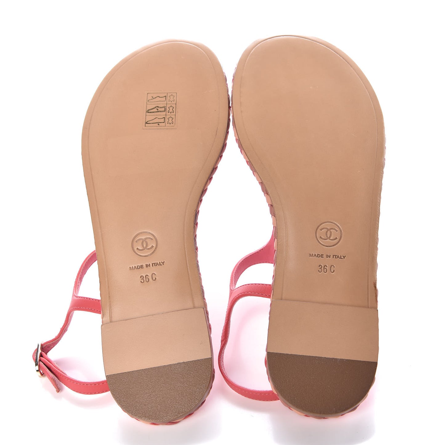 Lambskin Braided CC Logo Thong Sandals 36 Bright Pink