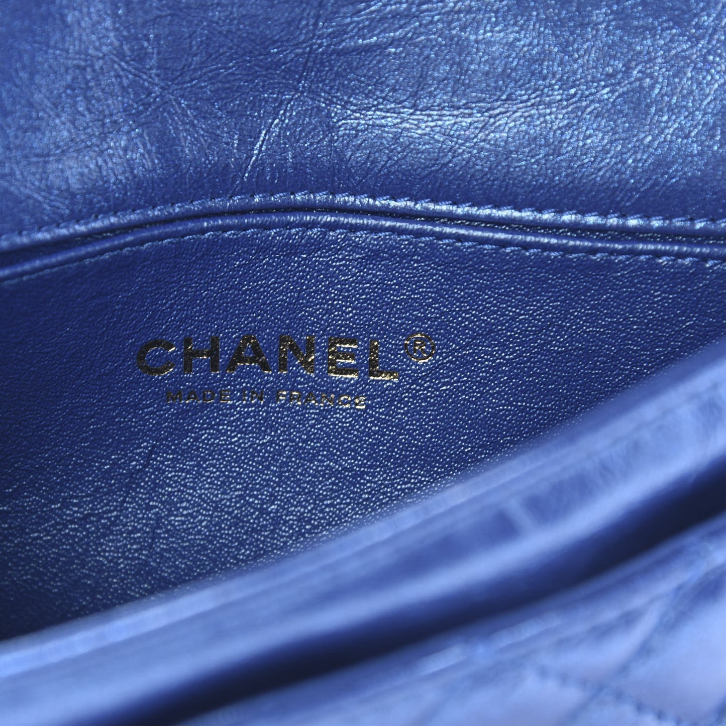 Metallic Aged Calfskin Quilted 2.55 Reissue Flap Belt Bag Blue