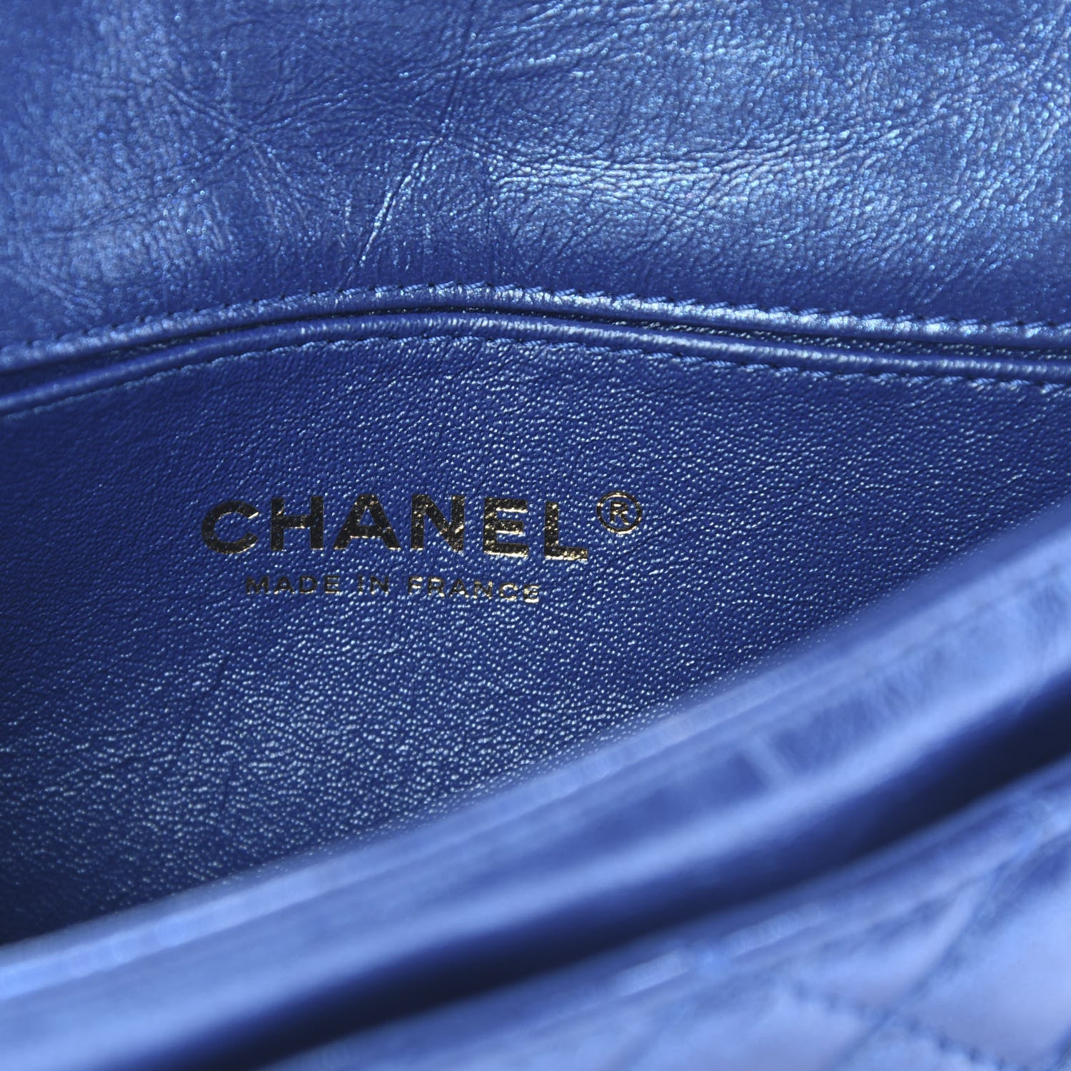 Chanel Metallic Aged Calfskin Quilted 2.55 Reissue Flap Belt Bag Blue 5 of 9