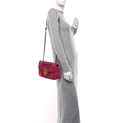 Gucci Velvet Matelasse Small GG Marmont Shoulder Bag Light Raspberry Rose 2 of 12