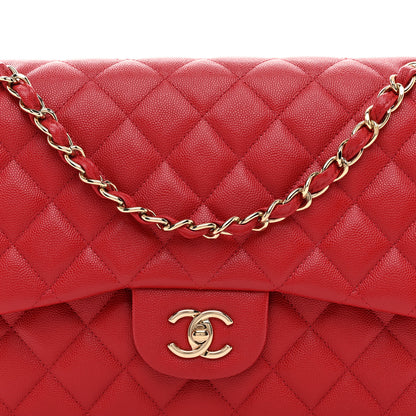 Chanel Caviar Quilted Jumbo Double Flap Red 8 of 10