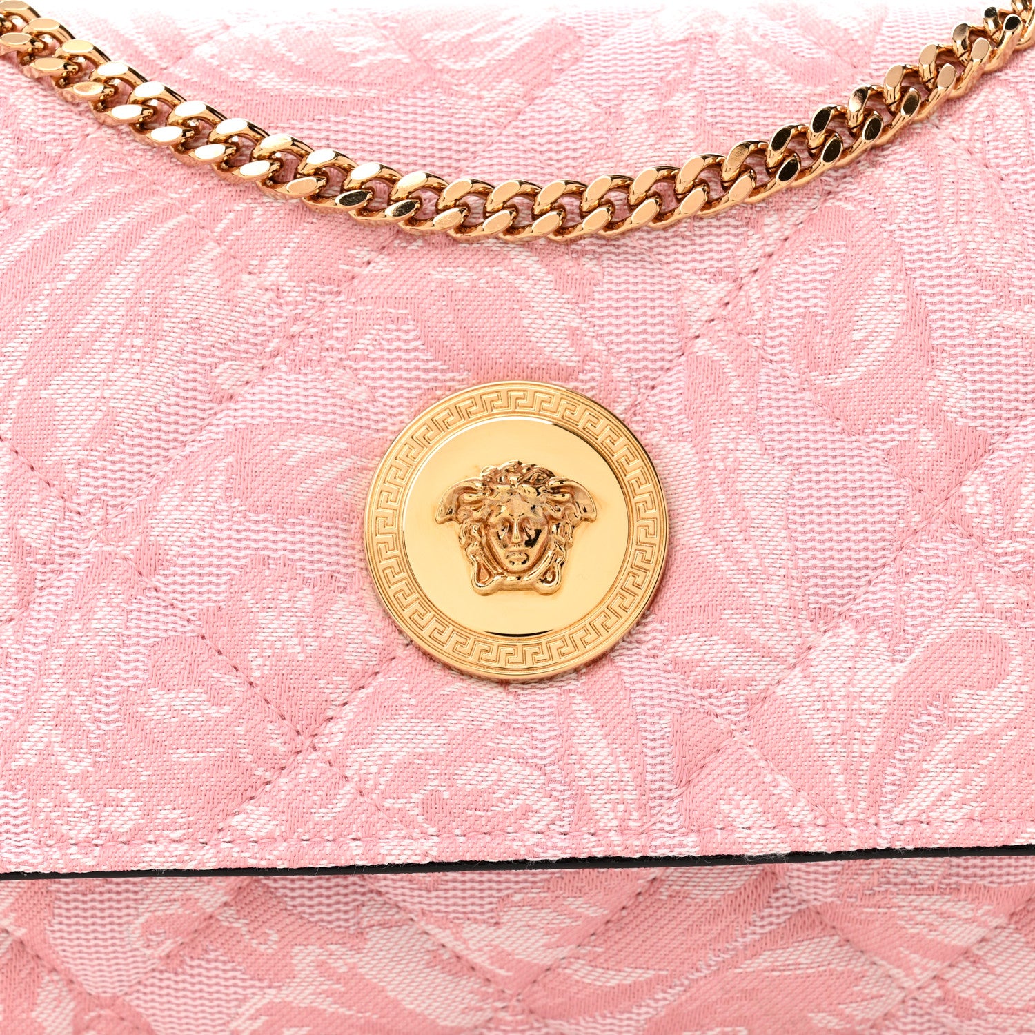 Versace Baroque Jacquard Quilted Medium Medusa Shoulder Bag Baby Pink 7 of 9