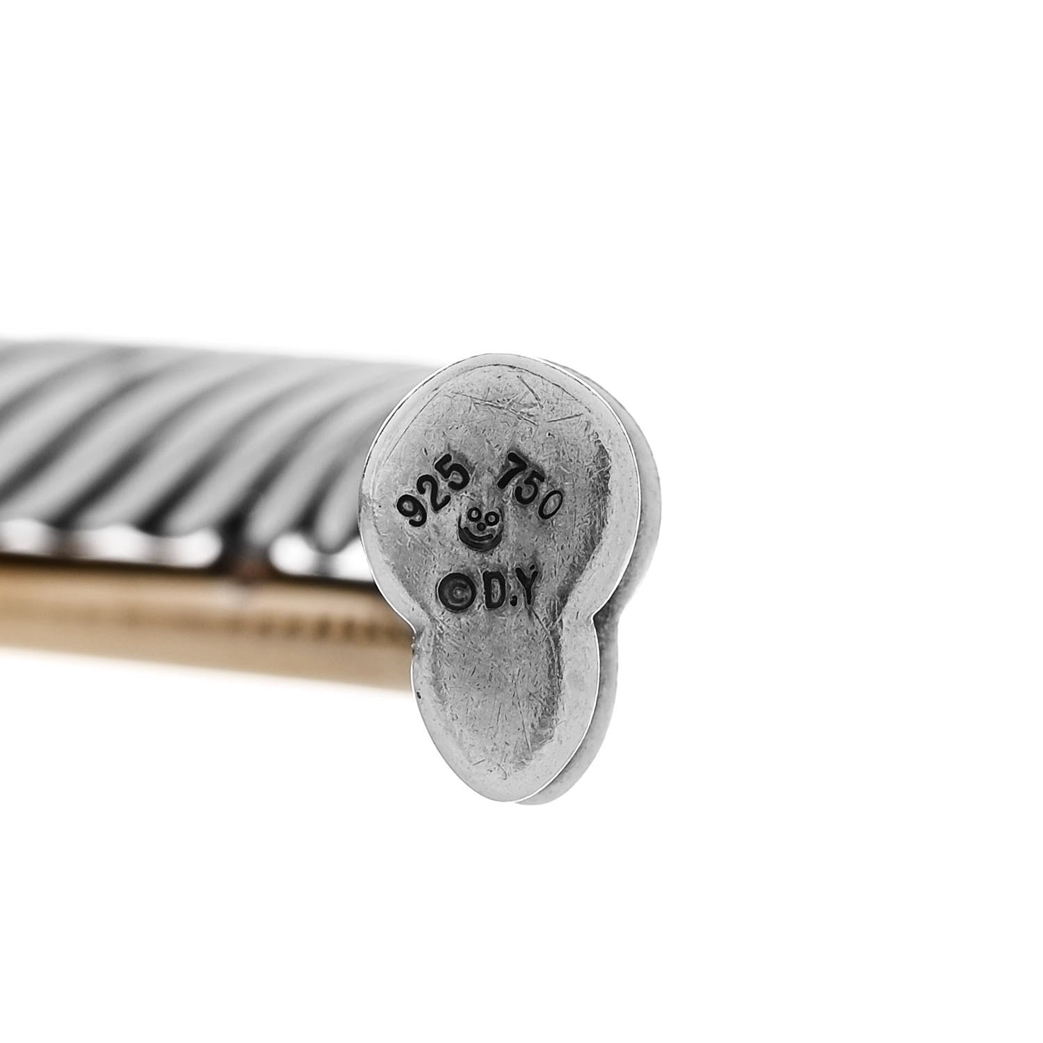 David Yurman Sterling Silver 18K Yellow Gold 5mm Crossover Cuff Bracelet 3 of 3