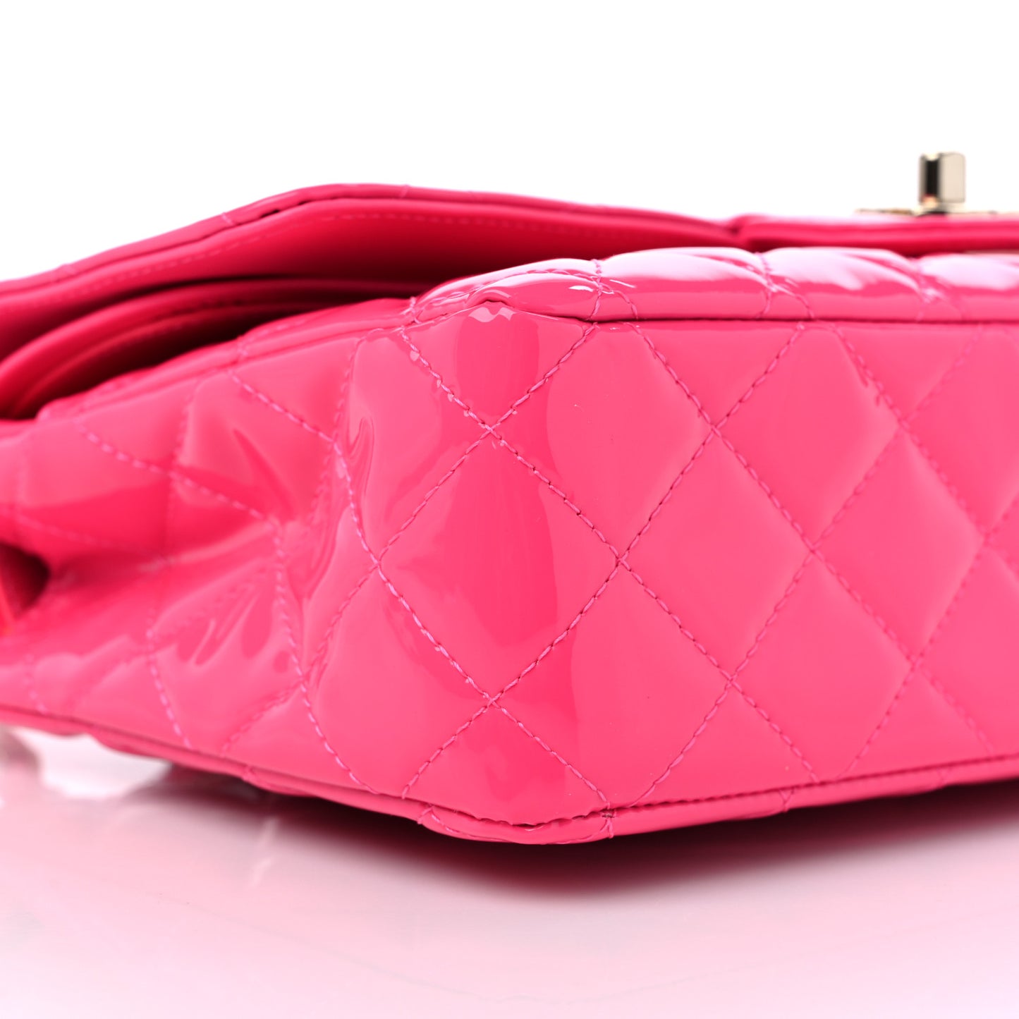 Patent Quilted Medium Double Flap Pink