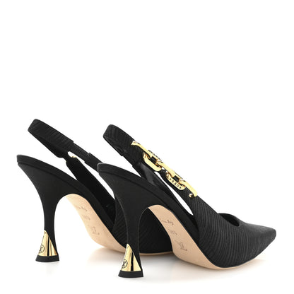 Louis Vuitton Embroidered Fabric Sparkle Slingback Pumps 38.5 Black 5 of 10