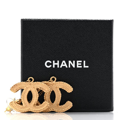 Chanel CC Drop Earrings Matte Gold 5 of 5