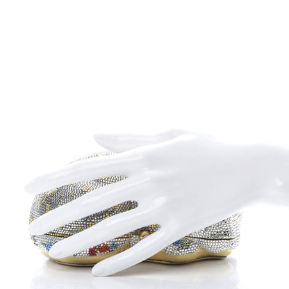 Judith Leiber Swarovski Crystal Sleeping Cat Minaudiere Clutch Silver Gold Multicolor 2 of 10