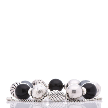 David Yurman Sterling Silver Black Onyx Hematite 14mm Elements Bead Bracelet 3 of 4