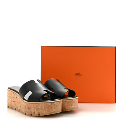 Hermes Calfskin Cork Eze 30 Sandals 39 Black 10 of 10