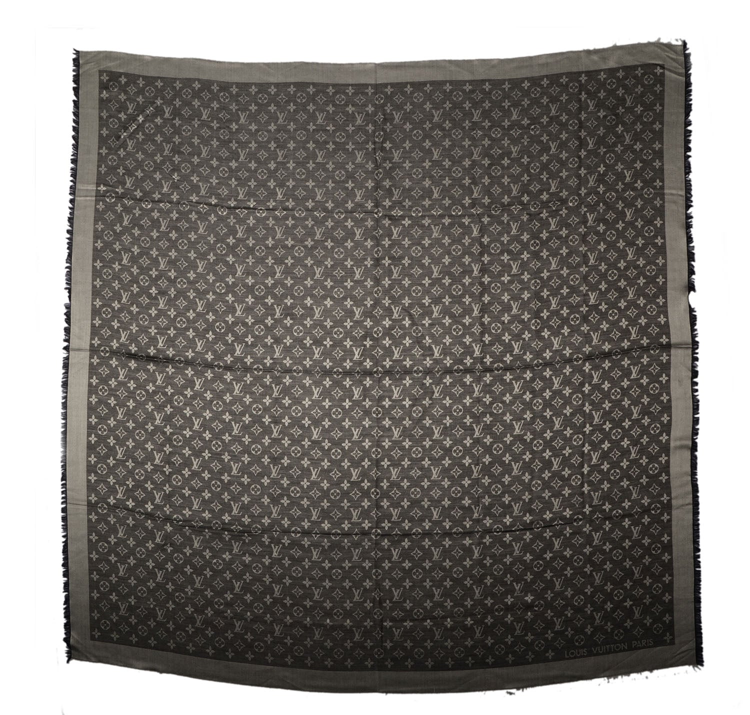 Louis Vuitton Silk Wool Monogram Denim Shawl Black 3 of 5