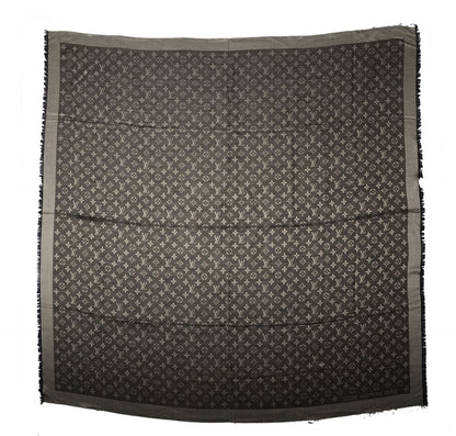 Louis Vuitton Silk Wool Monogram Denim Shawl Black 3 of 5