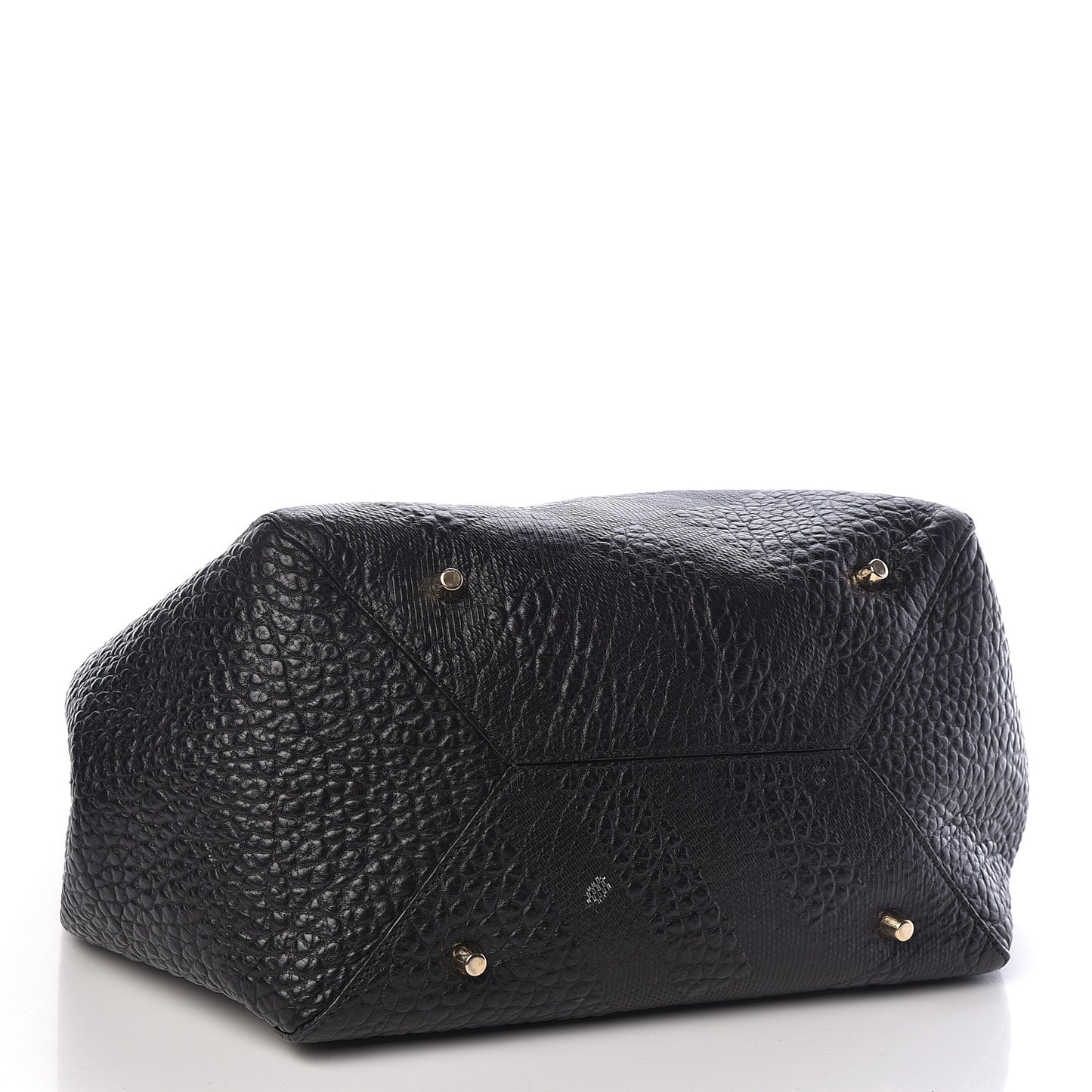 Signature Grain Calfskin Check Embossed Small Canterbury Tote Black