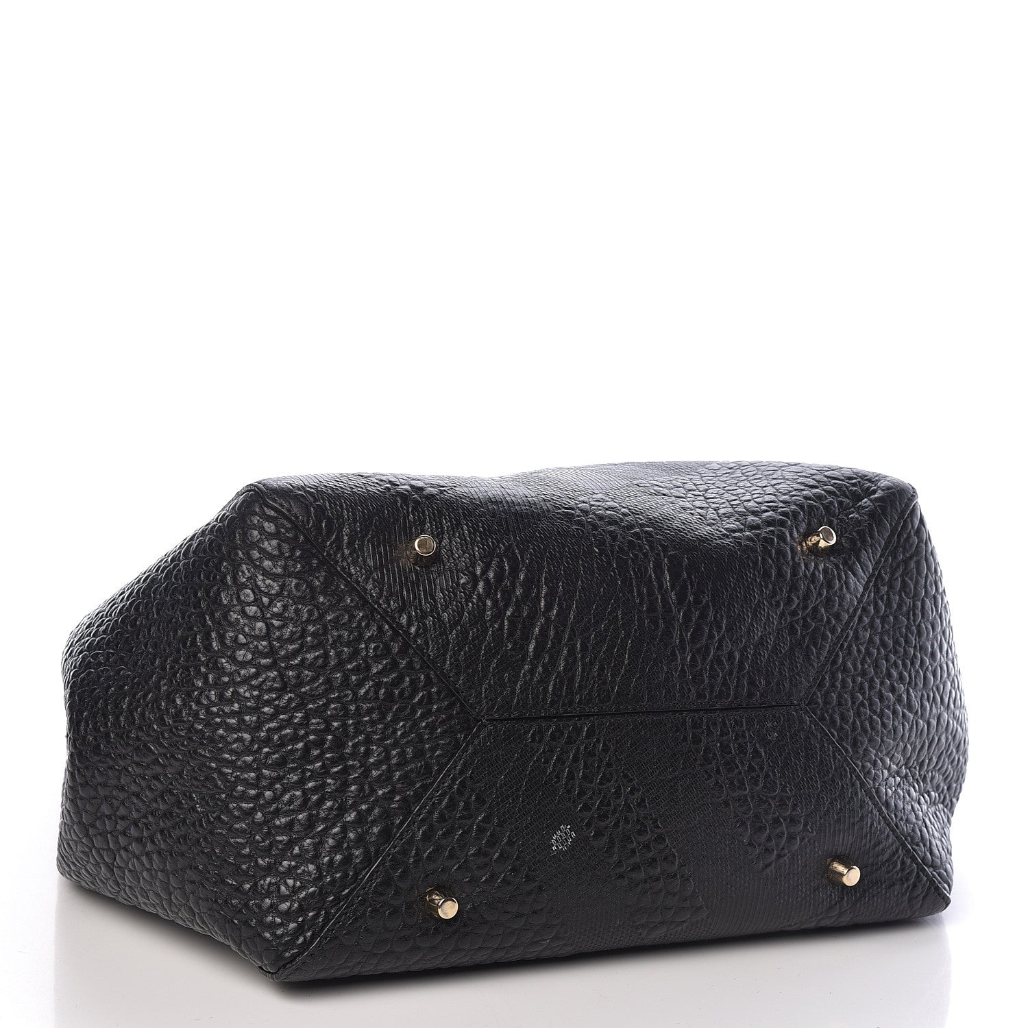 Burberry Signature Grain Calfskin Check Embossed Small Canterbury Tote Black 5 of 11