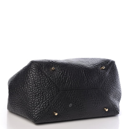 Burberry Signature Grain Calfskin Check Embossed Small Canterbury Tote Black 5 of 11