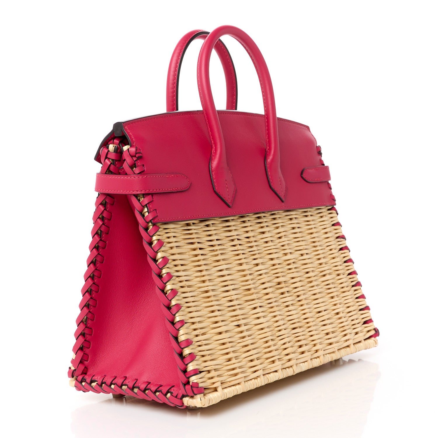 Hermes Wicker Swift Picnic Birkin 25 Naturel Framboise 3 of 13