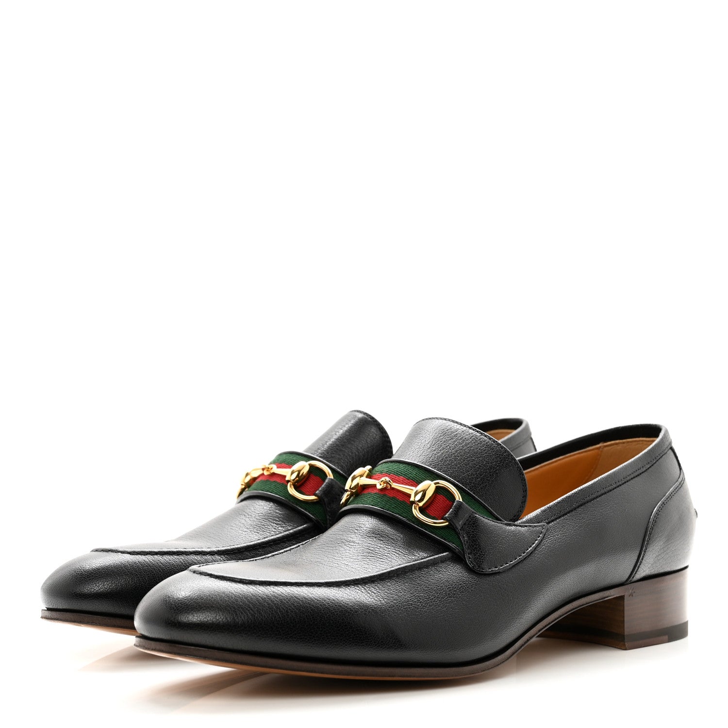 Gucci Goatskin Web Mens Horsebit Loafers 11 Black 3 of 9
