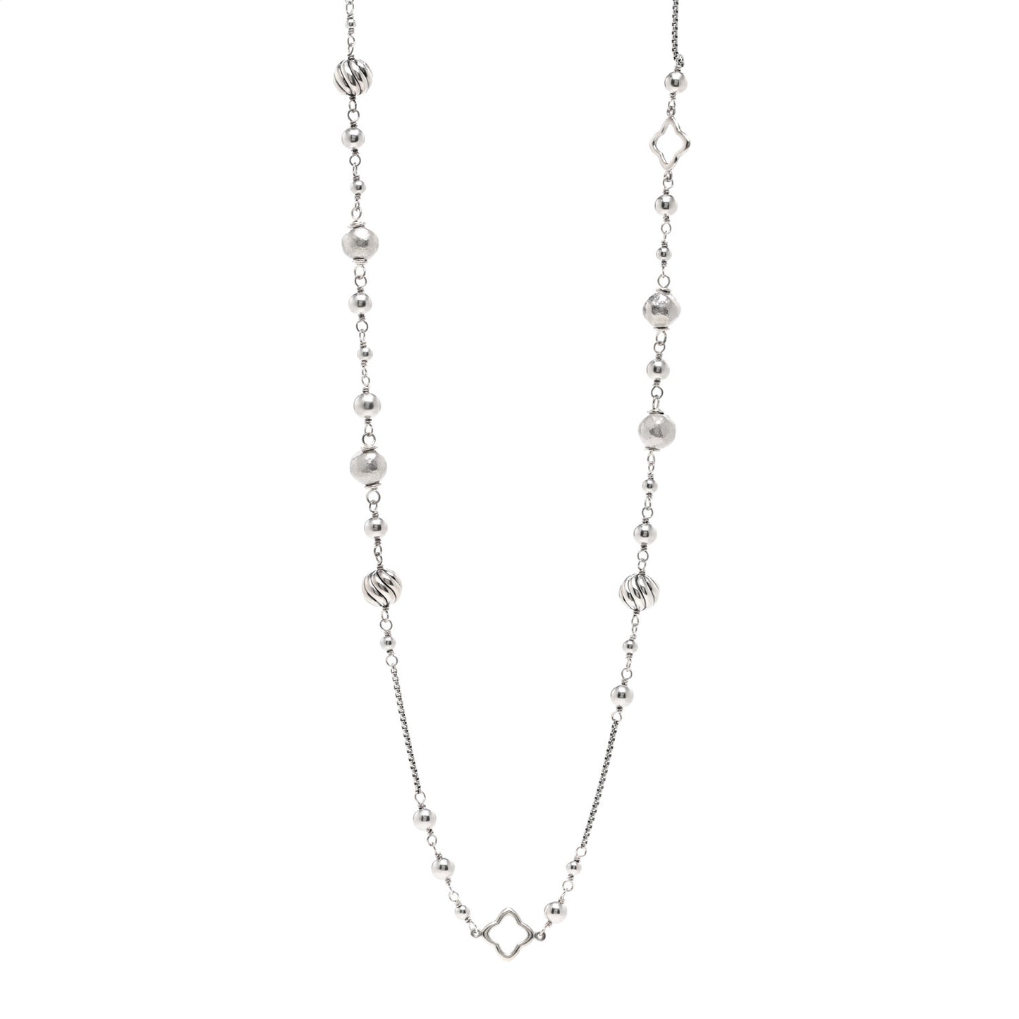 Sterling Silver Quatrefoil Bead Chain Necklace