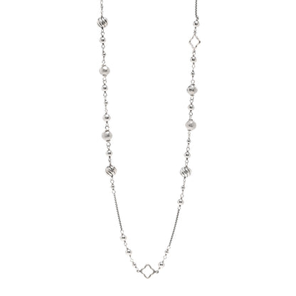 David Yurman Sterling Silver Quatrefoil Bead Chain Necklace 1 of 4