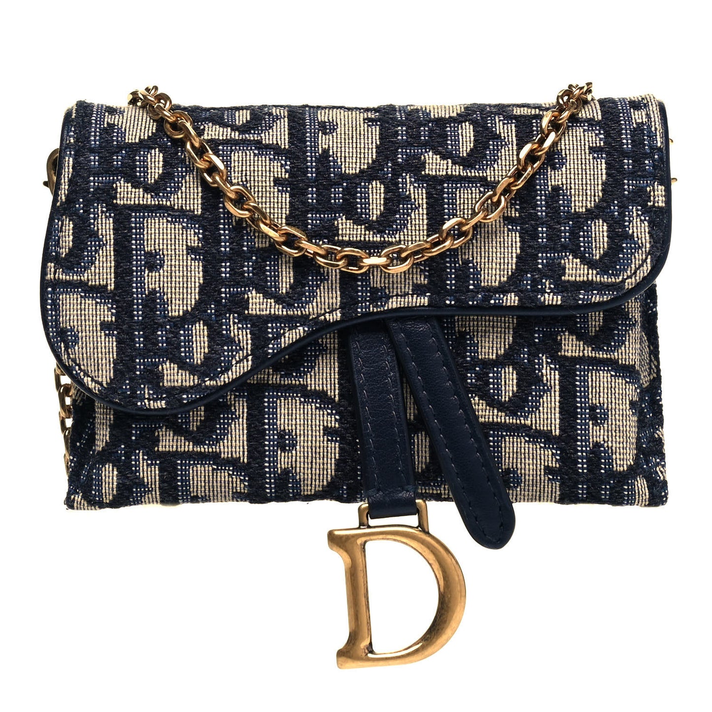Oblique Nano Saddle Chain Pouch Blue